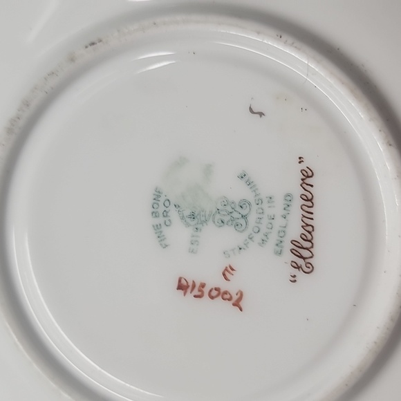 Crown Staffordshire Ellesmere Green Teacup & Saucer - Fine Bone China - Picture 6 of 6